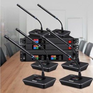 Пользовательский логотип четыре канала <span class=keywords><strong>UHF</strong></span> Беспроводной гусиная шея конференц-микрофон металлический Настольный стиль - Product Image 6