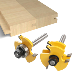 Set di 2 Frese per Scanalature a T e <span class=keywords><strong>G</strong></span>, Frese per Porte in Legno, Utensili per Fresatura e Taglio con Punta in Carburo - Product Image 1
