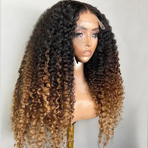 <span class=keywords><strong>Ombre</strong></span> # Perruques blondes miel 27, <span class=keywords><strong>cheveux</strong></span> humains 100% vierges alignés sur les cuticules, bouclés profondément, avec dentelle frontale pré-épilée pour femme - Product Image 5