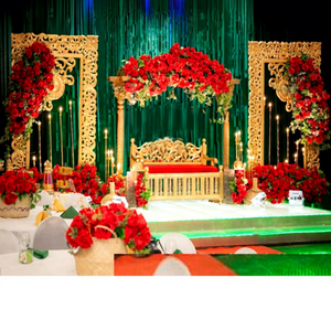 Muslim Wedding Henna Stage Decor with Swing Modern Lightweight Fiberglass & Teak Wood Indian Wedding Night Decoration - Product Image 1