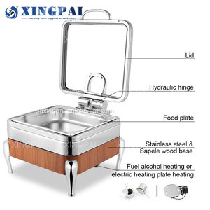 XINGPAI Attrezzatura per <span class=keywords><strong>Catering</strong></span>, Nuovo Design Scaldavivande Quadrato in Acciaio Inox con Coperchio in Vetro Idraulico, Set Buffet - Product Image 6