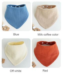 Écharpe triangle pour bébé en gaze unie serviette de salive pour bébé nouveau-né avec boucle à pression circonférence Bavoir spot en gros - Product Image 5