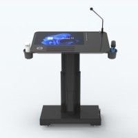 Pupitre électrique réglable en hauteur microphone infrarouge sans fil IOT podium bureau d'ordinateur de discours de professeur d'université