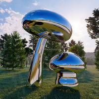Sculpture de champignon géante en acier inoxydable de haute qualité, grande statue en métal d'extérieur, couleur personnalisée, technique de polissage électrolytique