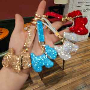 Llavero de Bulldog Francés con Diamantes de Imitación y Diseño Brillante, un Regalo Pequeño para Decorar el Llavero del Coche - Product Image 1