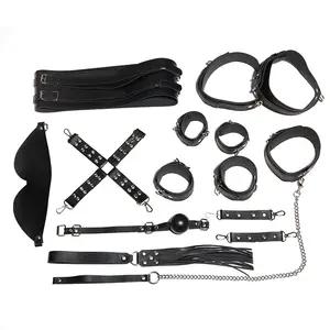 Ensembles de Bondage en cuir SM Kits de retenue pour femmes et Couples Contraintes de lit Jouets sexuels BDSM Jeux pour adultes Poignets Bandeau Fessée