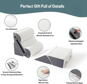 ชุดหมอนรองหลังแบบลิ่ม 6 ชิ้น สำหรับการนอน ปรับระดับได้ ทำจากเมมโมรี่โฟม รองรับร่างกาย หลัง และขา - Product Image 1