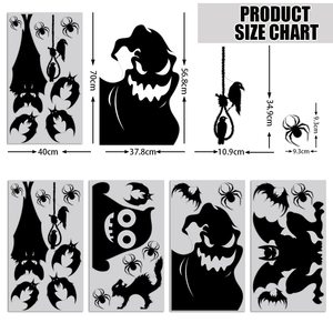 Thrilling réutilisable 4 feuilles géant effrayant monstre Silhouette Halloween fenêtre autocollants pour la maison porte d'entrée Halloween affiche - Product Image 3