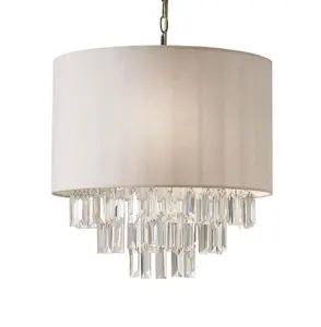 Lustre redondo de cristal da sombra do tecido moderno, transparente com sombra branca, 4 luzes