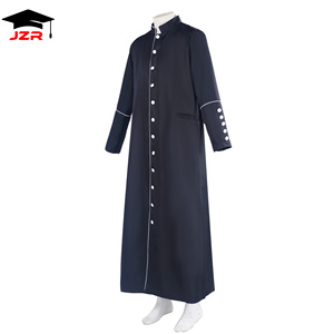 Robe <span class=keywords><strong>de</strong></span> <span class=keywords><strong>prêtre</strong></span> noire avec détails dorés, style robe <span class=keywords><strong>de</strong></span> chœur d'église - Product Image 4