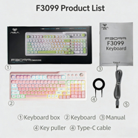 AULA F3099 Keyboard Mekanik Ergonomis Baru 99 Tombol Pencahayaan RGB Double-Shot PBT Cherry Keycaps Tri-Mode Nirkabel 2.4G Berkabel Plastik
