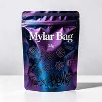 Sacs Mylar personnalisés directement de l'usine, pochettes verticales de 3,5 g avec fermeture éclair, emballages en plastique de qualité alimentaire résistants à l'humidité pour les collations