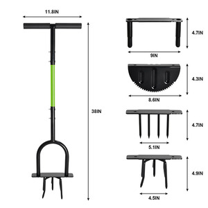 Outil d'aération du sol <span class=keywords><strong>manuel</strong></span> à quatre pointes détachables JH-Mech Heavy Duty Black, manche en acier au carbone, aérateurs <span class=keywords><strong>de</strong></span> pelouse manuels - Product Image 2