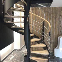 Escalier en colimaçon de luxe personnalisé Escalier intérieur extérieur marches d'escalier en acier Escalier en colimaçon en métal avec marche en bois