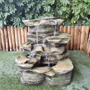 Rockery Style Resin Water Fountain Solar Or Electricity Powered Decorative Outdoor Water Fountains