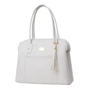 Bolso Tote con Patrón de Cocodrilo para Mujer, Marca Fana Idalia, en Microfibra Blanca, Cuero Sintético, Casual, con Dos Asas y Cierre de Cremallera - Product Image 1