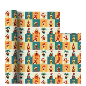 Papel Decorativo Reciclable con Diseño de Gallo, Rollo de Papel para Envolver Regalos de Cumpleaños - Product Image 4