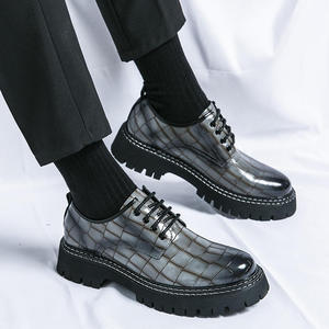 2026 New Style Men's Closed Toe Slip-On Leather Dress <b>Shoes</b> & Oxfords Check Pattern Office & Career Customized Wholesale - Product Image 2