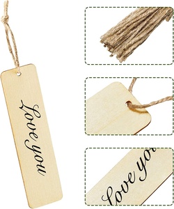 Marcapáginas de madera para manualidades personalizadas, sin terminar, forma rectangular, en blanco, <span class=keywords><strong>con</strong></span> agujeros y cuerdas - Product Image 4