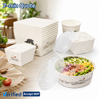 SOTON Op maat bedrukte papieren lunchbox met deksel, magnetronbestendig, lekvrij, voedselveilig, BPA-vrij, wegwerpbaar, groothandelsverpakking
