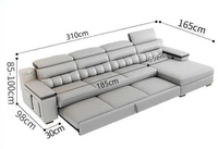 Canapé d'angle Chesterfield en cuir capitonné de luxe léger, style américain et français, avec cadre en bois massif sculpté doré pour salon
