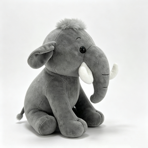 Customized <b>Grey</b> elephant plush with white tusks,Cute sitting elephant stuffed animal,Soft plush elephant with big eyes - Product Image 2