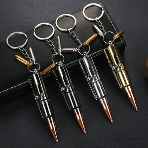 Nuovo piccolo corto carino penna tascabile regali ragazzo antico nero dorato all'aperto uomo fresco pistola penna bullone con portachiavi proiettile - Product Image 1