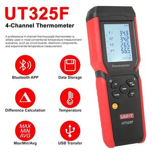 UNI-T Ut325f Digitale <span class=keywords><strong>Thermometer</strong></span> <span class=keywords><strong>4</strong></span> Kanaals Temperatuur <span class=keywords><strong>Data</strong></span> <span class=keywords><strong>Logger</strong></span> K J T E R S N Type Thermokoppel Tester - Product Image 2