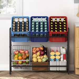 Hot Selling Black <b>Metal</b> Drinks Crate <b>Shelf</b> Sturdy Box <b>Shelf</b> with Levels for Beer & Fruit Storage <b>Rack</b> - Product Image 3