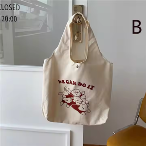 Nouvelle version coréenne une épaule toile sac femmes grande capacité aisselle sac Simple et belle bande dessinée sac à main en gros - Product Image 6