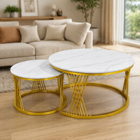 Table basse ronde extensible moderne et durable avec plateau en ardoise et structure métallique rétractable – Vente en gros
