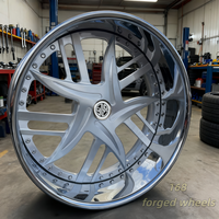 168Custom Jantes de voiture en alliage d'aluminium forgé brossé, deux pièces, 22 pouces, à disque profond, cinq branches, finition argentée, nouvelle adaptation universelle