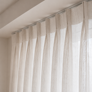 Voilages texturés en faux <span class=keywords><strong>lin</strong></span> DaiRui, blanc crème, pour chambre et salon, panneaux de voile doux et translucides, rideaux occultants, vente en gros - Product Image 2
