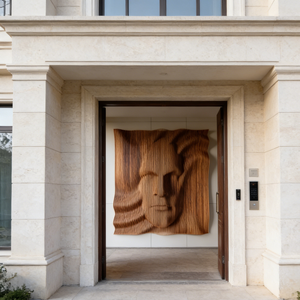 ML-WD056 Sculpture murale en bois, panneau décoratif mural, portrait, décoration haut de gamme, œuvre d'art pour la maison, la chambre d'hôtel, le magasin - Product Image 2