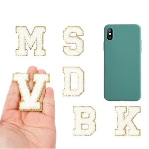 Personnalisable Beige Blanc Brodé Fer-Sur Lettre Patch Alpha-Fun Chenille Jersey Vêtements Numéros 0-9 <span class=keywords><strong>Alphabet</strong></span> Tissu Machine - Product Image 3