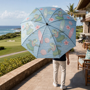 Paraguas con estampado de tortuga, paraguas de golf con impresión digital completa, para parejas, de 120 cm de ancho, resistente al viento, en oferta. - Product Image 6