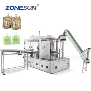 ZONESUN ZS-AFC6YL Automatic 6 Heads Monoblock Rotary Juice Soft Drinks Beverage Liquid Spout Pouch Filling Capping Machine