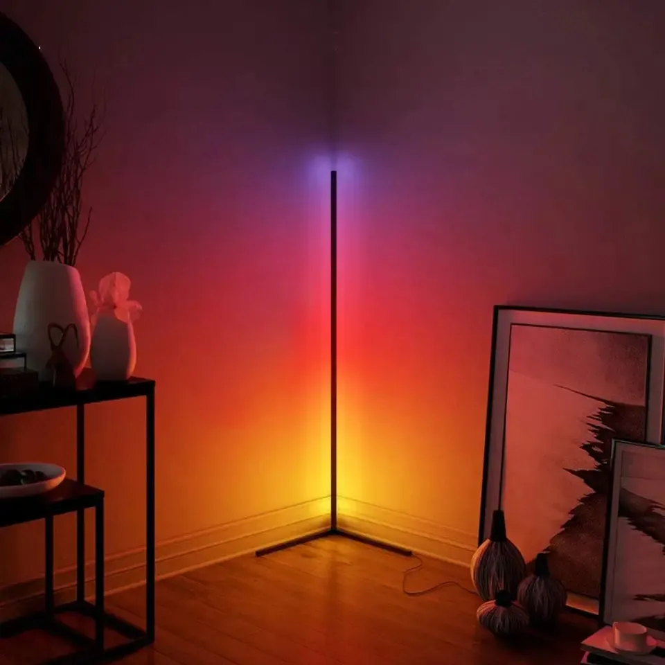 Led RGB Corner Floor Lamp Standing Modern Theater Lighting Color Changing Gaming Lights Floor Lamps For Living Room Decor