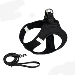 Breathable Mesh <b>Pet</b> <b>Harness</b> With Matching Leash Set Adjustable Anti‑Pull Dog Vest For Daily Outdoor Walking - Product Image 2
