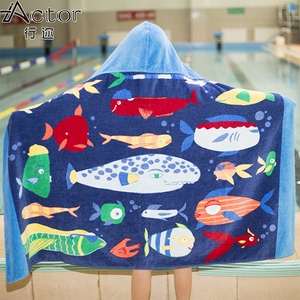 <span class=keywords><strong>Serviette</strong></span> <span class=keywords><strong>de</strong></span> <span class=keywords><strong>bain</strong></span> à capuche en microfibre avec imprimé requin pour enfant, Poncho <span class=keywords><strong>de</strong></span> plage pour garçon - Product Image 2