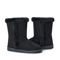 Bottes de neige unisexes à enfiler mi-mollet avec garniture en fausse fourrure, doublure chaude en peluche, noires, décontractées, pour l'hiver, l'automne, l'été, usage quotidien et extérieur