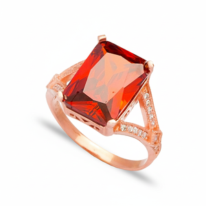 Rectangle Garnet <b>CZ</b> Stone Design Elegant Cluster <b>Ring</b> Wholesale Turkish Handmade 925 Silver Fine Jewelry - Product Image 2