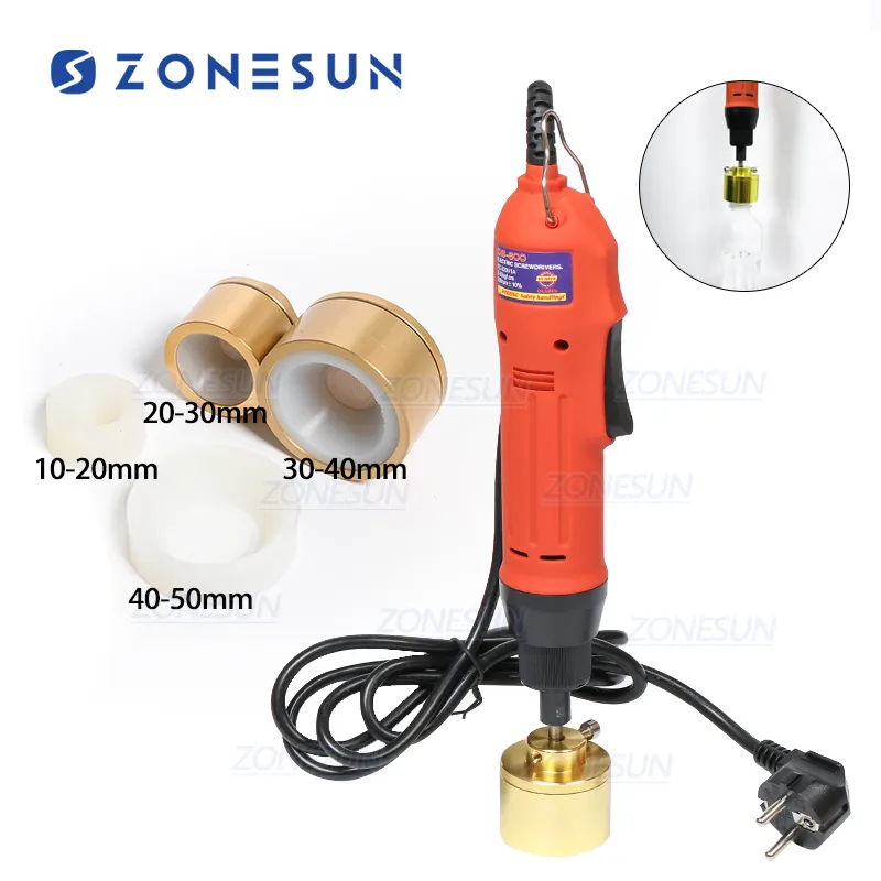 Zonesun máquina de tampa de parafuso, portátil, manual, garrafa, tampa, máquina de vedação