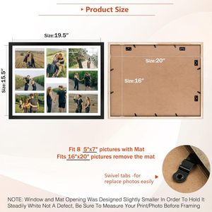 Cadre <span class=keywords><strong>photo</strong></span> <span class=keywords><strong>collage</strong></span> S&L 5x7 pouces, pour huit photos 5x7 pouces, bois massif, verre véritable, horizontal/vertical, fixation murale, lot de 1 - Product Image 3