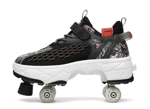 Patines <span class=keywords><strong>de</strong></span> Ruedas Deformables para <span class=keywords><strong>Mujer</strong></span>, Zapatos con Ruedas <span class=keywords><strong>de</strong></span> Doble <span class=keywords><strong>Fila</strong></span> y Cuatro Ruedas para Niñas y Mujeres, Zapatos Deportivos <span class=keywords><strong>de</strong></span> Skateboard <span class=keywords><strong>de</strong></span> Doble Propósito - Product Image 3