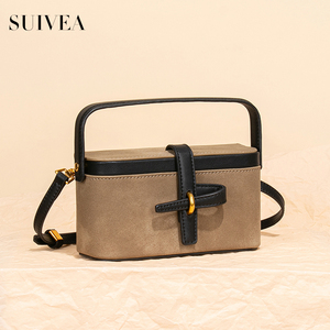 Bolsos de Mano para Mujer al por Mayor, Bolso Tote de Cuero de Ante con Cierre de Hebilla, Bolso de Hombro Minimalista, Bolso Bandolera de Lujo en Dos Tonos - Product Image 4