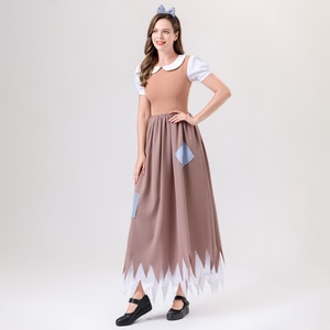 Robe de cosplay de demoiselle d'honneur pour femmes adultes avec bandeau, ensemble de costumes pour fête d'Halloween, marron, taille moyenne - Product Image 4