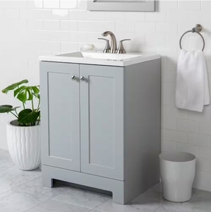 Wholesale Modern Integrated Top and Sink Solid Wood 24" Eco-Friendly Durable Floor Standing <strong>Black</strong> Bathroom Vanity <strong>Cabinet</strong> - Product Image 2