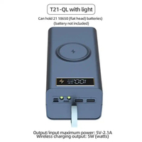 Boîtier de chargeur de batterie pour lampe torche T21 21x18650, support de batterie externe, coque DIY, double USB, rangement pour batteries 18650