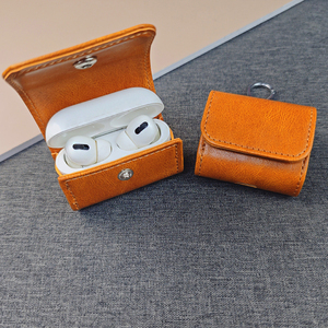 Venta Directa de Fábrica, Funda Universal para Auriculares con Textura de Cuero Vacuno, Estilo Gancho, Color Sólido, Protectora para Airpods - Product Image 4